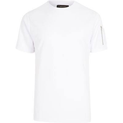 White zip sleeve T-shirt